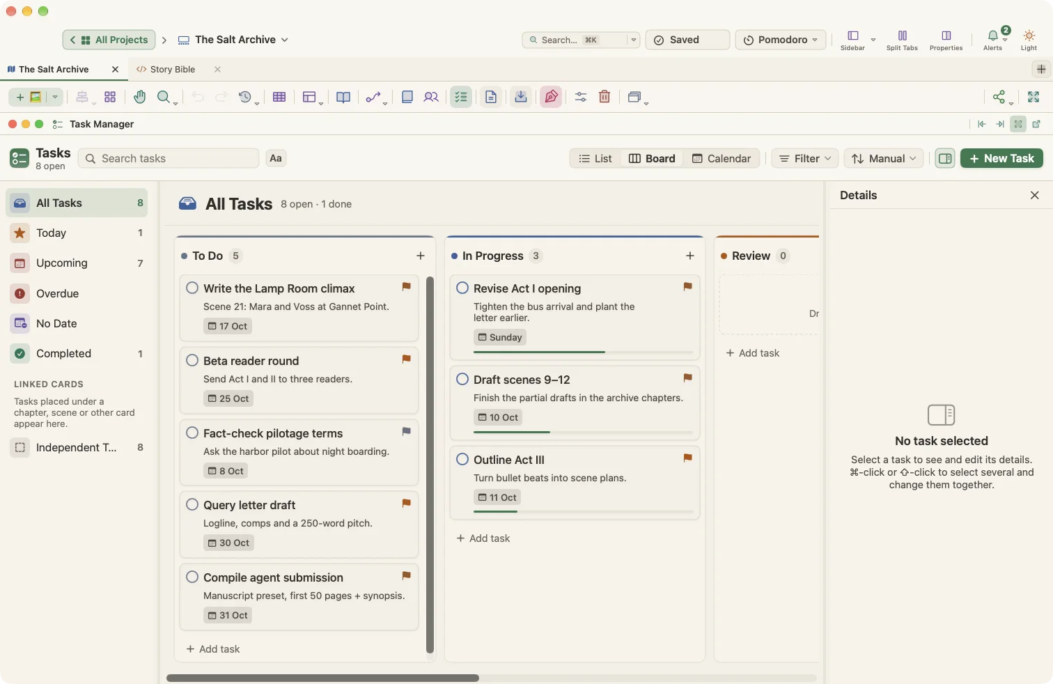 Tasks and productivity